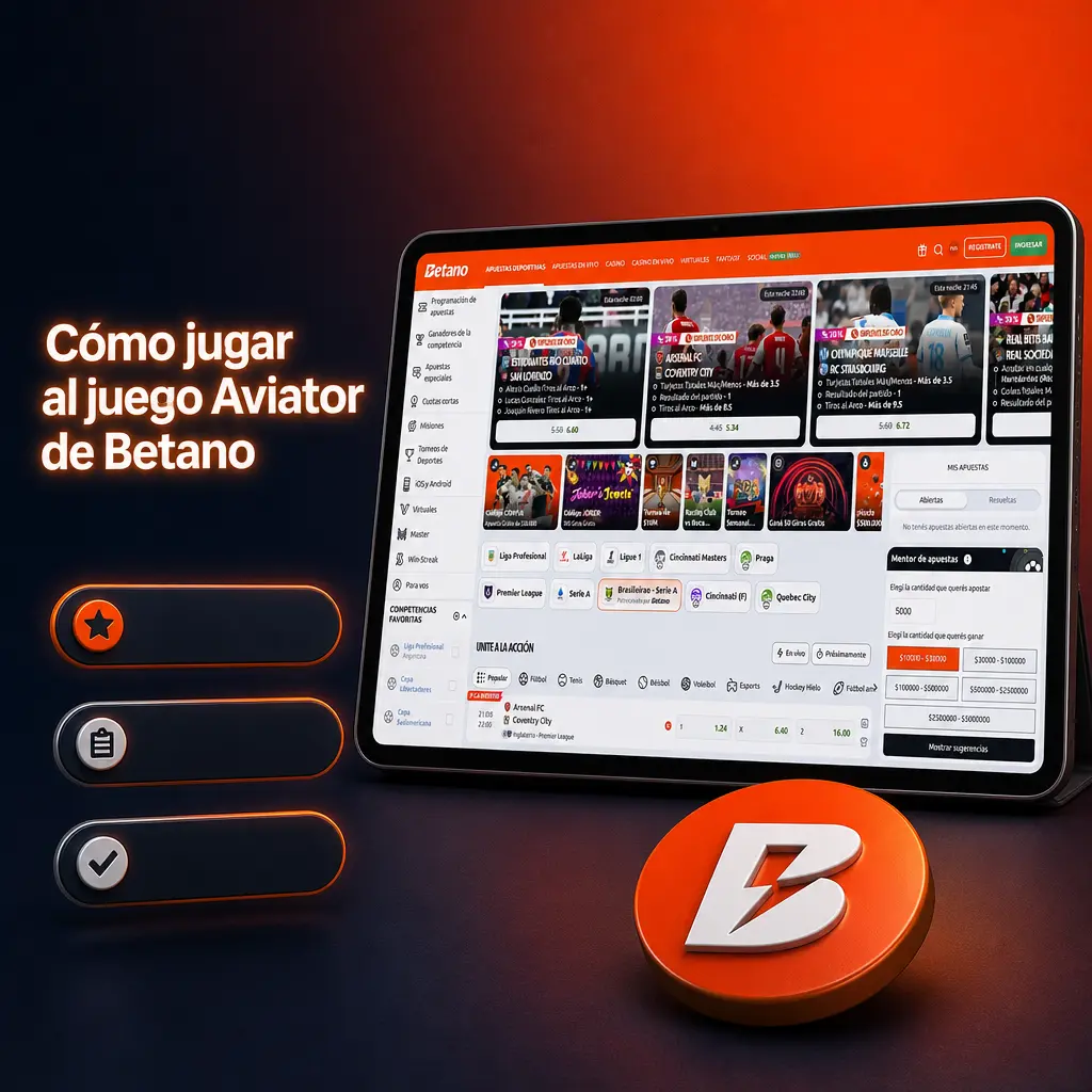 Pasos para registrarse, cargar saldo y jugar Aviator de Betano con dinero real en Argentina.